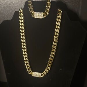 14 plated gold Chain Necklace and Bracelet Set